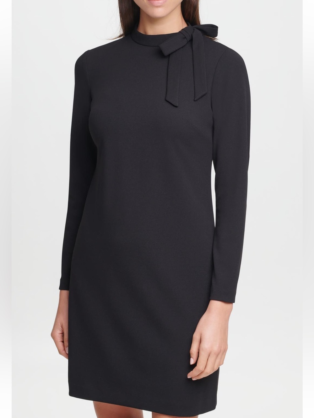 Calvin Klein Tie Neck Long Sleeve Shift Dress